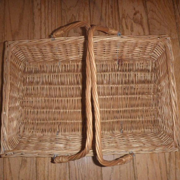 Vintage Accents Large Vintage Rectangular Wicker Basket W Handles
